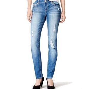 Juniors Womens Zco Faith Barlow Embellished Skinny Cuffed Stonewash Jeans - Sz 1